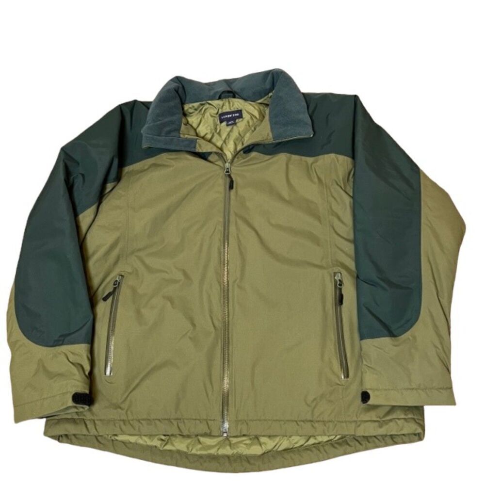Lands End Insulated Squall Waterproof Coat Aquatech Thermolite Green Men's Large